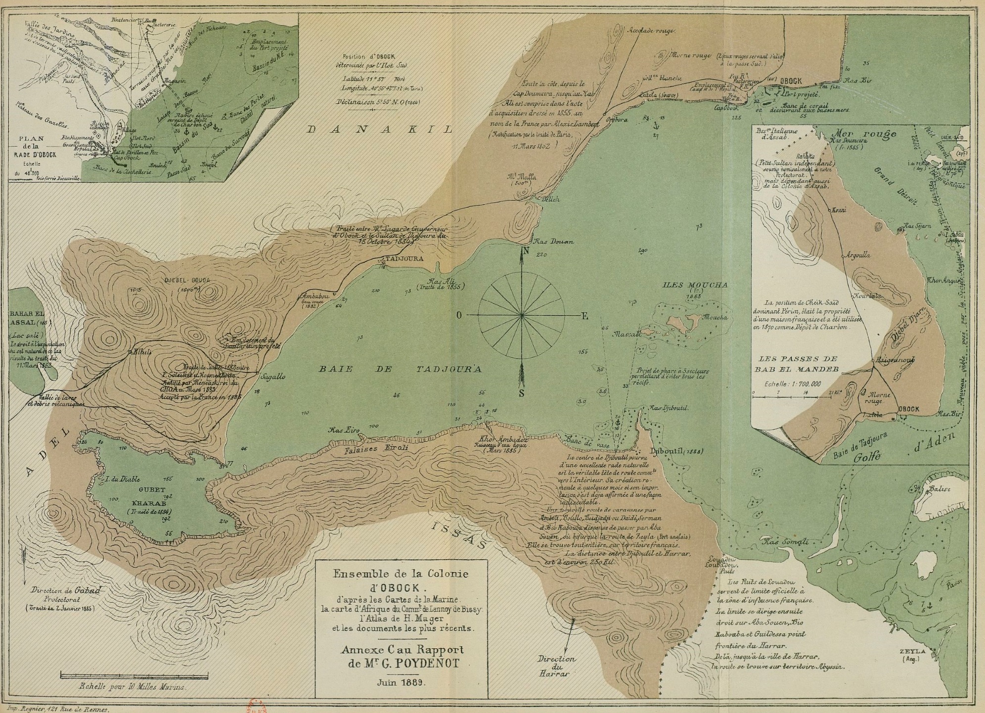 Carte de la Colonie d'Obock et dépendances dressée en 1889